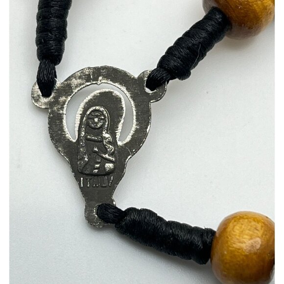 Wooden Bead Rosary With Cross & Virgin Mary Medal Religious Catholic Prayer - Picture 7 of 9